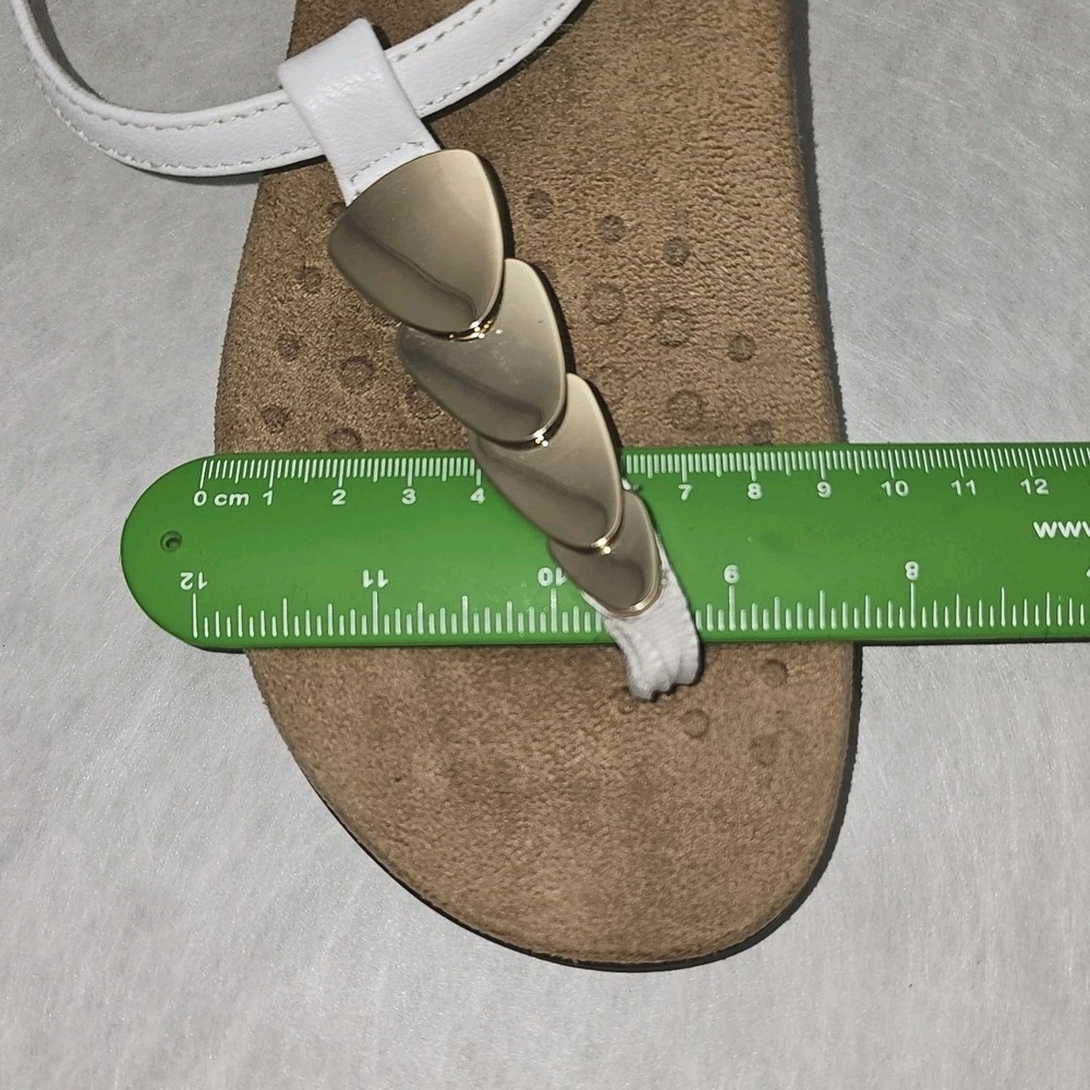 EUC VIONIC Miami Sandals White T Strap w Gold Accents Arch Support Sz 7.5 - Picture 10 of 10
